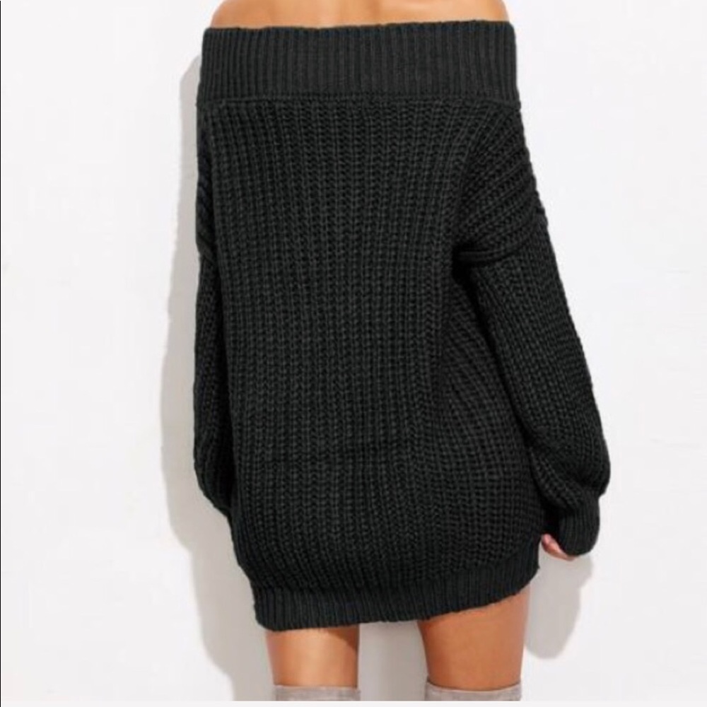 black acrylic knitted v neck sweater NWT - Picture 4 of 4